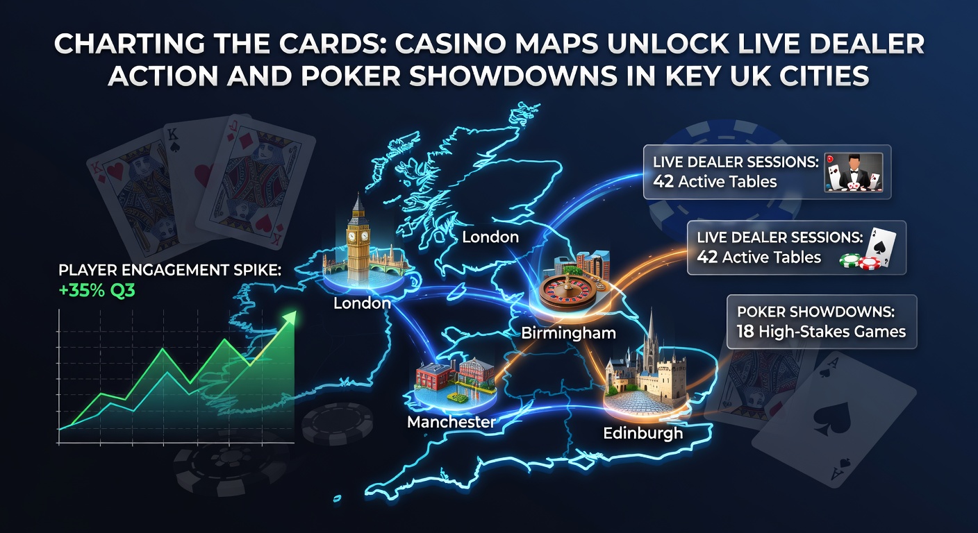 Detailed casino floorplan highlighting live dealer blackjack and roulette tables alongside bustling poker rooms in a central London venue