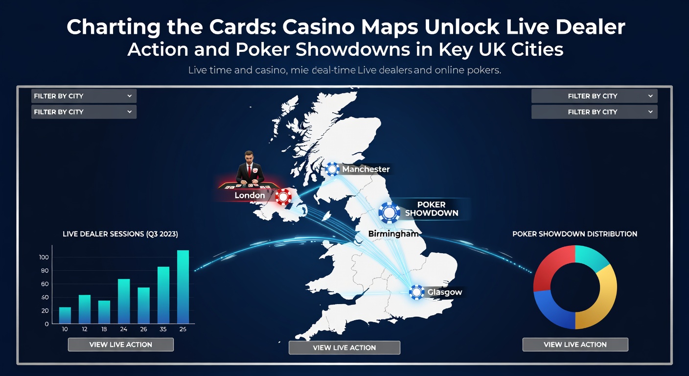 Close-up of a poker showdown at a mapped table in a lively UK casino, chips stacked high amid intense player focus