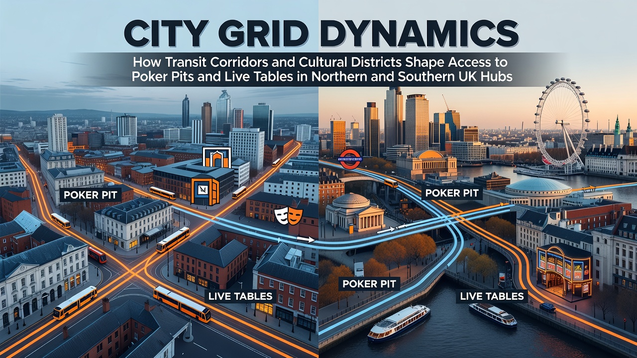 Transit corridors adn urban layouts linking cultural zones to poker and live table venues across northern and southern UK cities