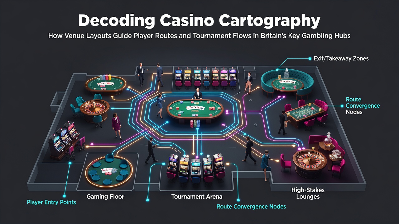 Casino floor plan diagram showing player pathways through gaming zones in a major UK venue