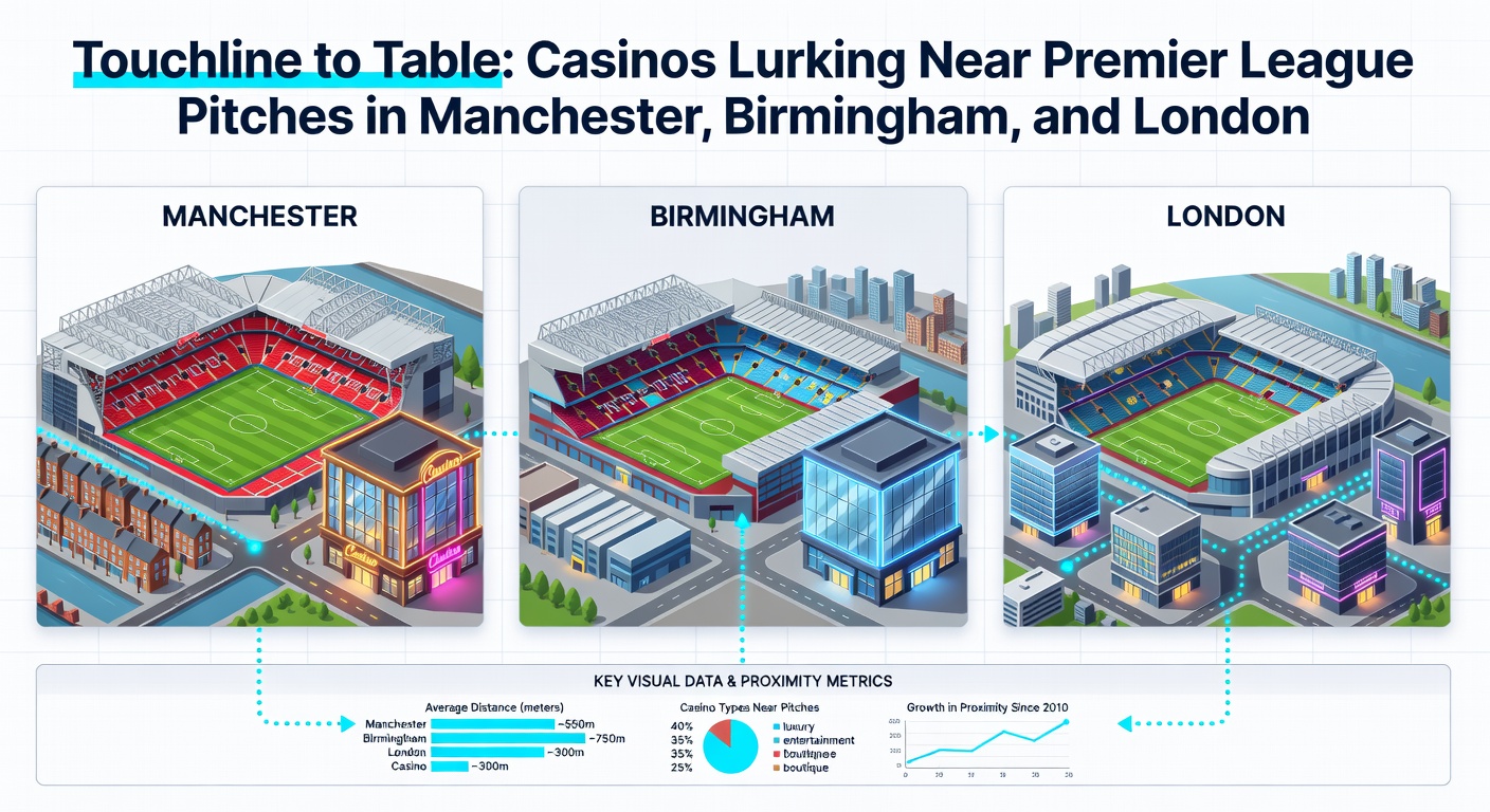 Vibrant casino interior near Birmingham's Villa Park, showing lively gaming tables post-match
