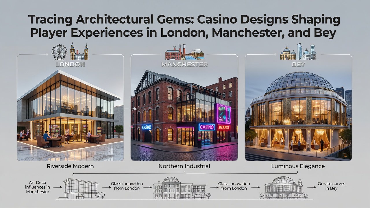 Modern casino floor plan in Manchester highlighting industrial elements blended with gaming zones and lighting design