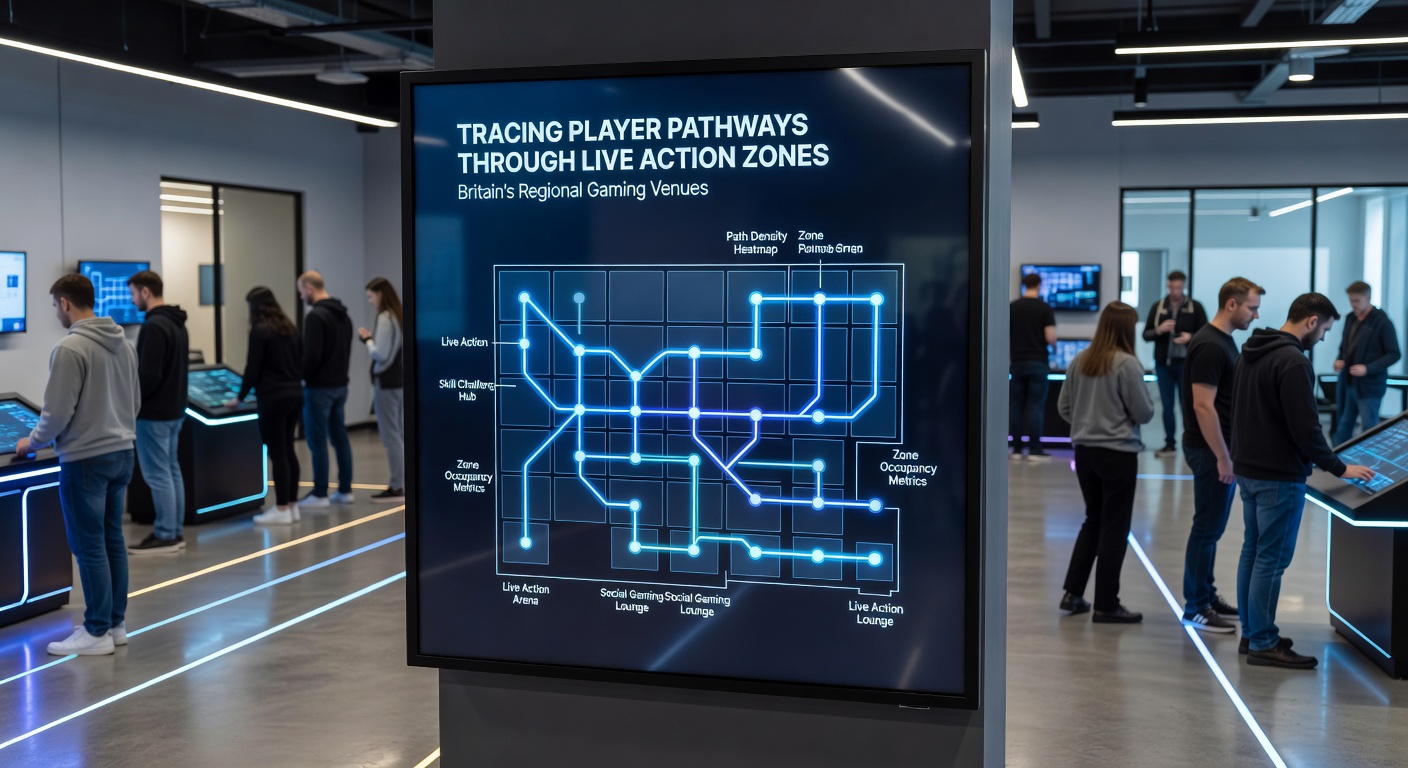 Detailed view of player flow between poker pits and live dealer stations in a regional British casino
