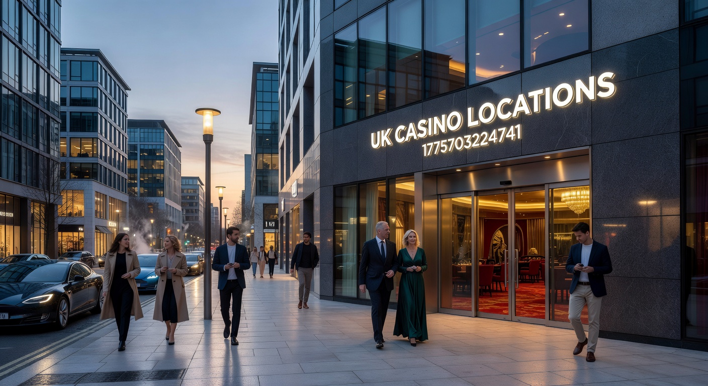 Interior shot of a UK casino poker table surrounded by focused players under dramatic lighting