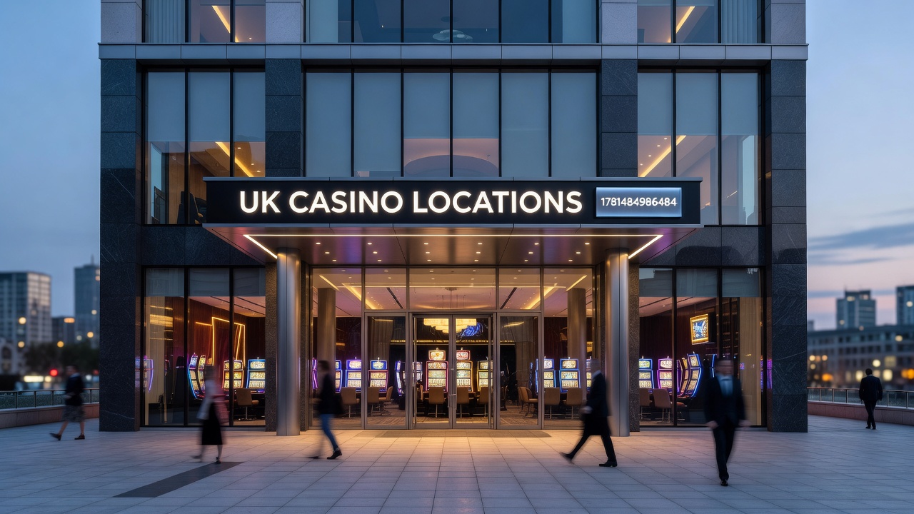 Aerial view of casino locations across UK cities including London and Manchester