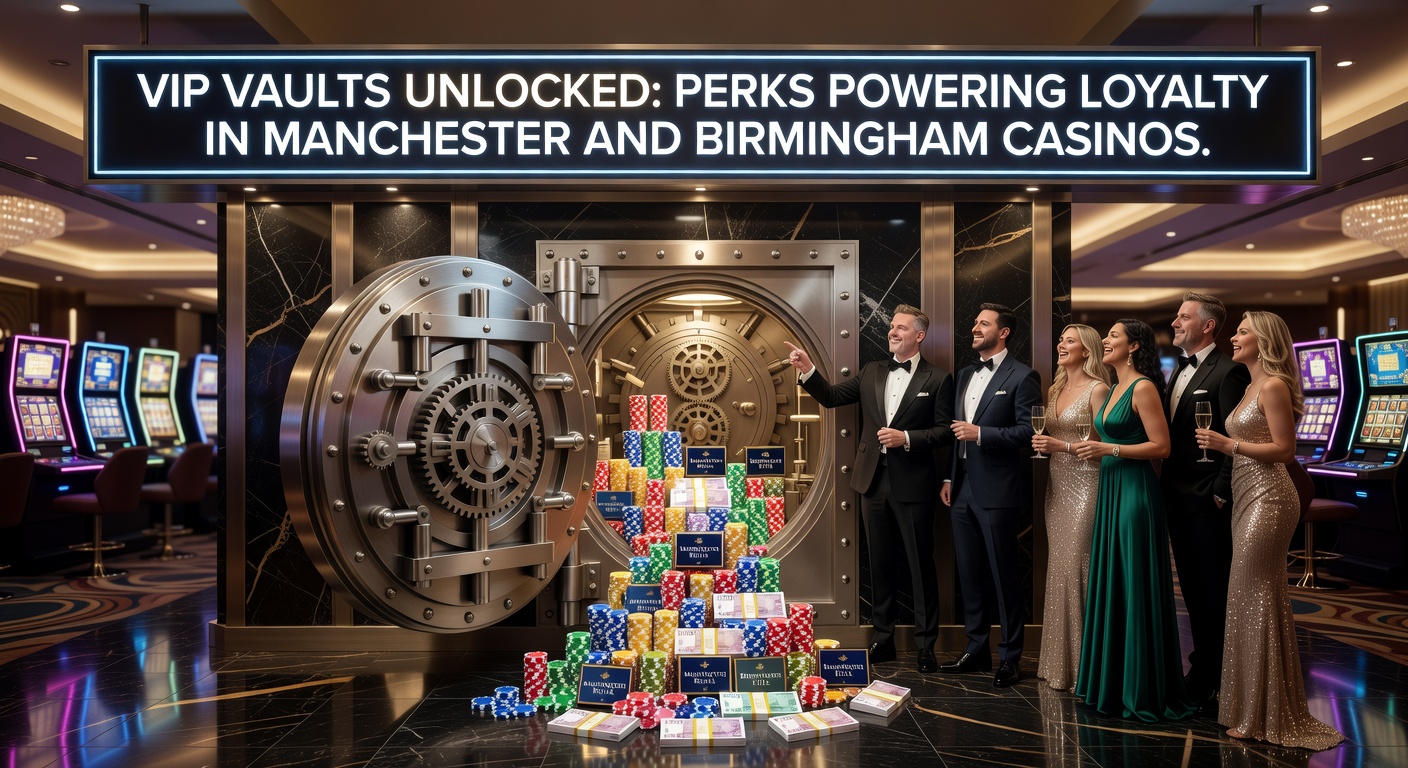 Elegant VIP vault interior at a Manchester casino, featuring plush seating, private gaming tables, and ambient lighting