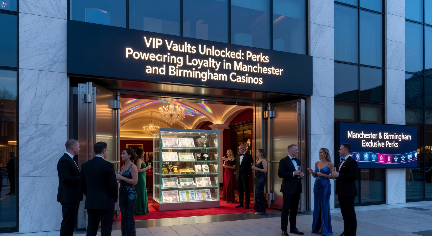 High-rollers enjoying private poker in a Birmingham casino VIP vault, surrounded by luxury amenities and attentive staff